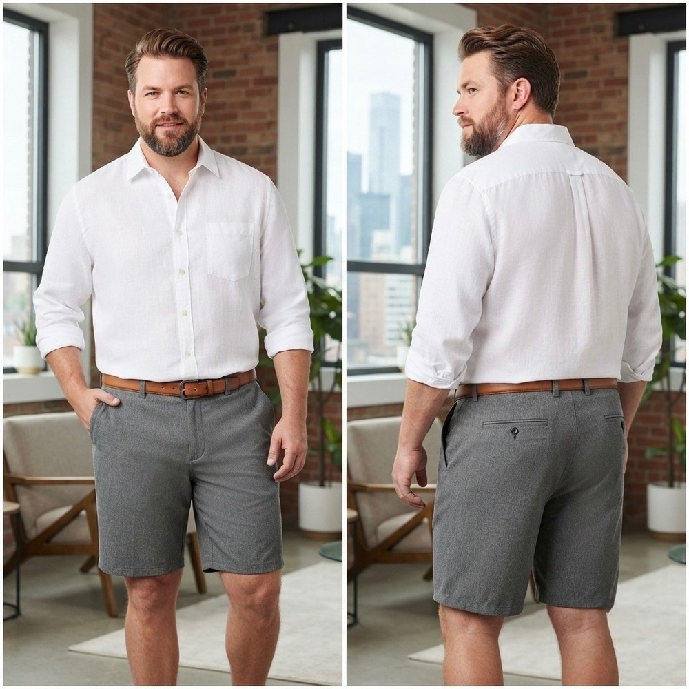 Walter Hagen Men's Golf Shorts Size 42 Gray Performance Flat Front Casual